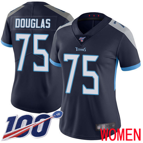 Tennessee Titans Limited Navy Blue Women Jamil Douglas Home Jersey NFL Football #75 100th Season Vapor Untouchable->women nfl jersey->Women Jersey